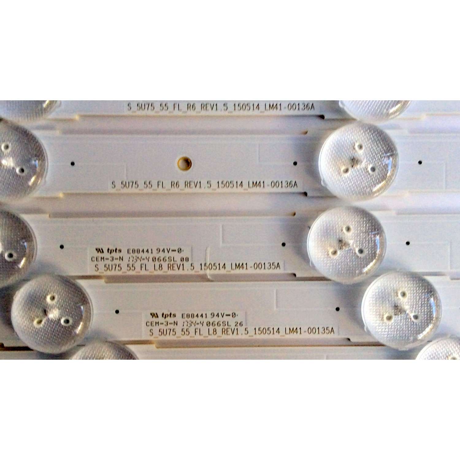 KIT DE LED´S PARA TV (12 PIEZAS) / SAMSUNG BN96-40097A / BN96-40098A / S_5U75_55_FL_R6_REV1.5_150514 / S_5U75_55_FL_L8_REV1.5_150514 / LM41-00135A / LM41-00136A PANEL CY-GK055HGAV5H JW47 / UN55MU6290FXZA AA02  - Imagen 5